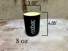 Load image into Gallery viewer, rosbas, scented candles, soy wax, 8 oz black ceramic jar, handmade USA