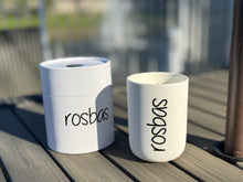 Load image into Gallery viewer, rosbas, scented candles, soy wax, 8 oz white ceramic jar, handmade USA