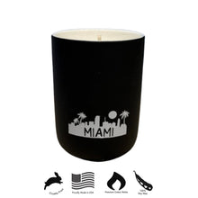 Load image into Gallery viewer, rosbas, scented candles, soy wax, 8 oz black ceramic jar, handmade USA