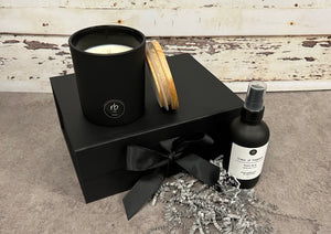 Rosbas Candle and Room Spray Gift Set - Scented - Soy Wax - Black