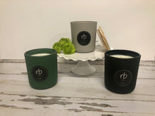 Load image into Gallery viewer, rosbas Prato Collection, black, grey and olive green glass jar with lid,  13 oz.