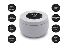 Load image into Gallery viewer, rosbas Napoli Collection, metallic tin, white, soy candle, non toxic, eco friendly, hand poured, gifted