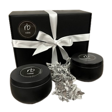 Load image into Gallery viewer, Rosbas Candles Gift Set - Scented - Natural Soy Wax - Black Tins
