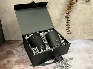 Rosbas Candle Gift Set, Scented, Black Glass Jars with lids
