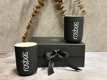 Load image into Gallery viewer, Rosbas Candles Gift Set - Scented - Soy Wax - Black Ceramic Jars, 8 oz ea.
