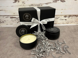 Rosbas Candles Gift Set - Scented - Natural Soy Wax - Black Tins