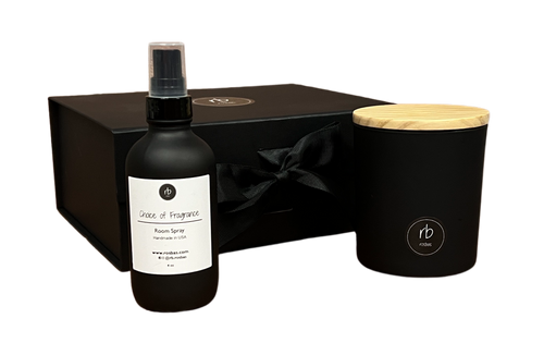 rosbas Scented Candle and Room Spray Gift Set, Black