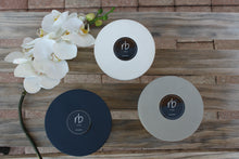 Load image into Gallery viewer, rosbas Firenze Collection, white, grey and blue navy concrete bowls with lid, 13 0z.
