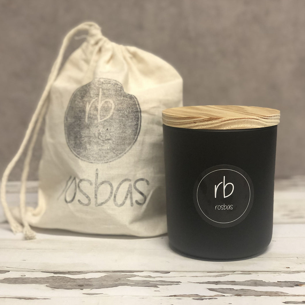 rosbas Prato Collection, black glass jar with lid,  13 oz.